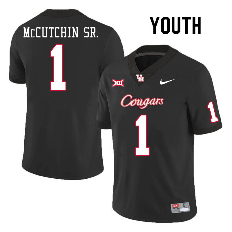 Youth #1 Latrell McCutchin Sr. Houston Cougars College Football Jerseys Stitched-Black